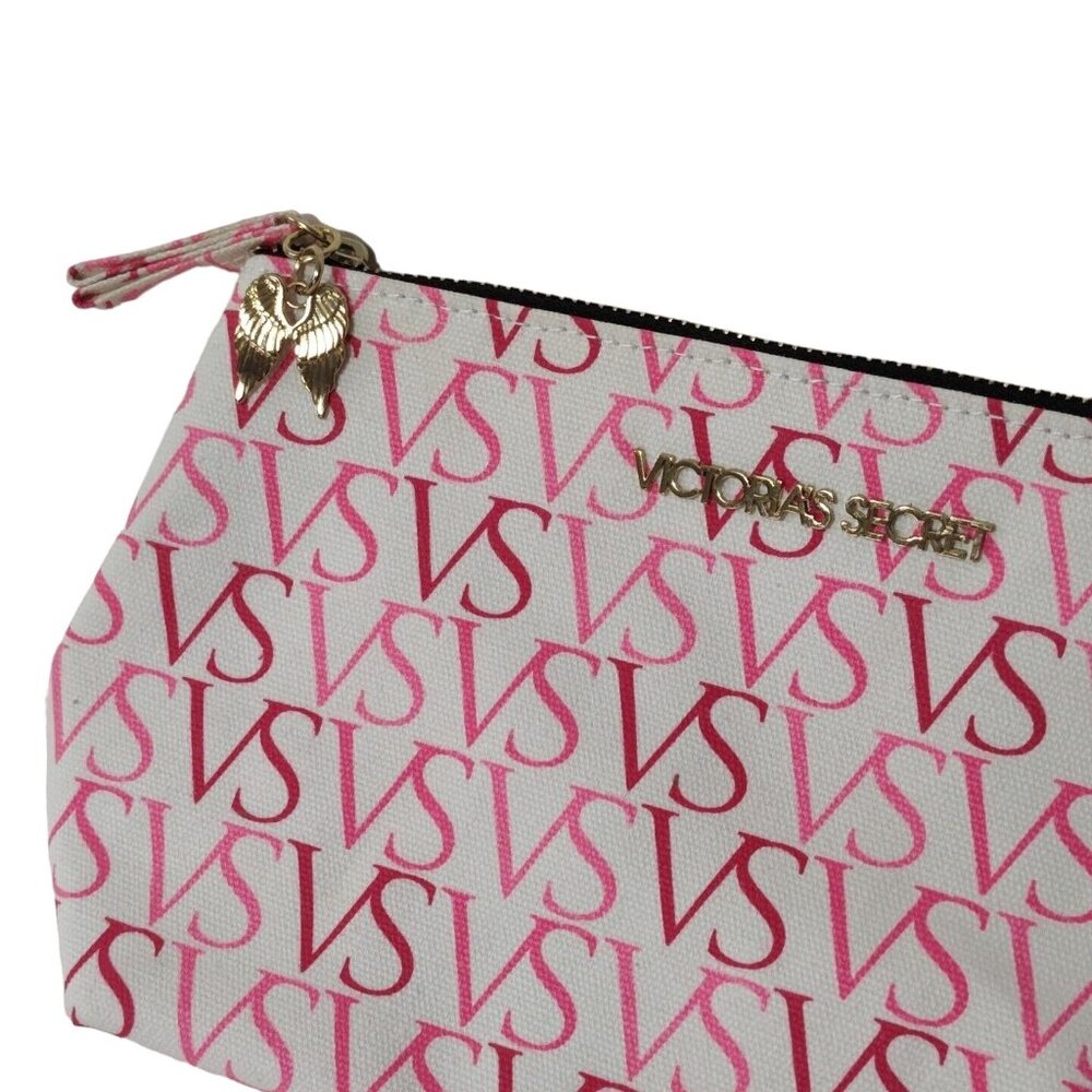 Victorias Secret Pink Initial Logo Makeup Bag Zipper Closure HandBag 10.5" x 6" - Picture 2 of 4